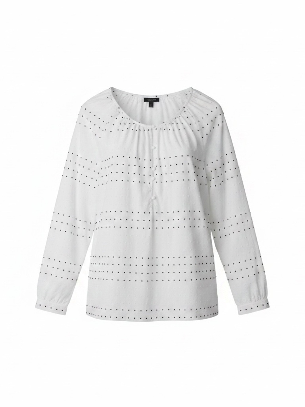 Talbots White Eyelet Peasant Blouse with Button Placket
